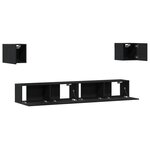Ensemble de meubles TV vidaXL 6 pièces en bois reconstitué noir monté au mur
