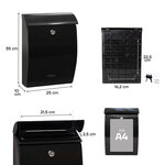 Boîte aux lettres en plastique  Mininova E5334  Robuste  Anticorrosion  Noir