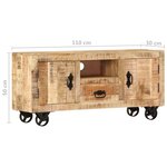vidaXL Meuble TV Bois de manguier brut 110x30x50 cm