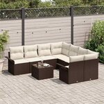 vidaXL Ensemble de canapé de jardin 9 Pièces Marron Poly rotin