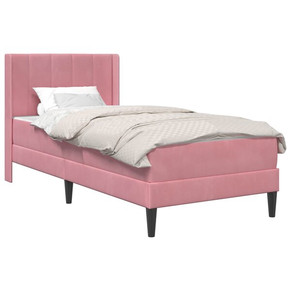 vidaXL Cadre de lit avec matelas Rose 80 x 200 cm Velours