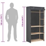 vidaXL Garde-robe à 3 niveaux Gris 79 x 40 x 170 cm Tissu