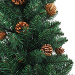 vidaXL Sapin de Noël mince avec bois véritable et cônes vert 210cm PVC