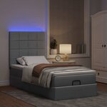 vidaXL Cadre de lit ottoman et matelas gris clair 100x200 cm tissu