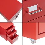 Caisson de bureau armoire meuble de rangement à roulettes acier 48 x 28 x 41 cm rouge 03_0009122