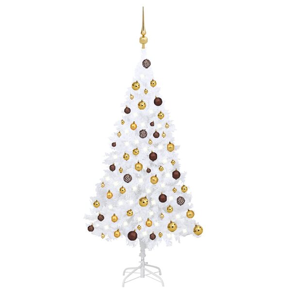 vidaXL Arbre de Noël artificiel pré-éclairé et boules blanc 120 cm PVC