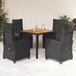 vidaXL Ensemble à manger de jardin coussins 5Pièces Noir Résine tressée