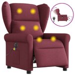 vidaXL Fauteuil de massage inclinable électrique Rouge bordeaux Tissu