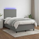 vidaXL Sommier à lattes de lit matelas LED gris foncé 120x190 cm tissu