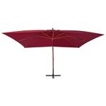 vidaXL Parasol en porte-à-faux avec mât en bois 400 x 300 cm Bordeaux