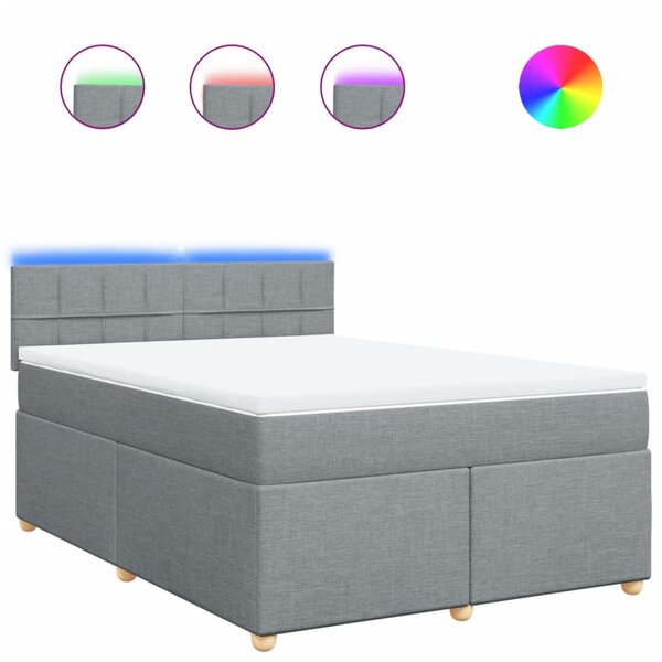 vidaXL Sommier à lattes de lit avec matelas Gris clair 140x190cm Tissu