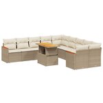 vidaXL Salon de jardin 11 Pièces avec coussins beige résine tressée
