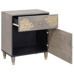 vidaXL Cabinet de chevet Gris 50 x 33 x 60 cm bois de manguier massif