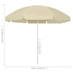 vidaXL Parasol de plage jaune sable 240 cm
