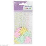 51 Perles Autocollantes 24 Fleurs Papier - Rainbow