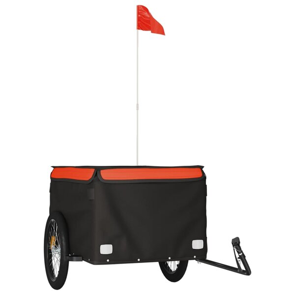 vidaXL Remorque de vélo noir et orange 45 kg fer