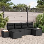 vidaXL Ensemble de canapé de jardin 6 Pièces Noir Poly Rattan