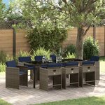 vidaXL Ensemble de salle à manger pour jardin 9 Pièces Gris polyrotin