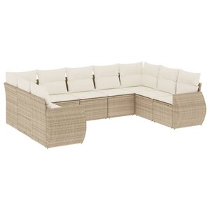vidaXL Salon de jardin avec coussins 9 Pièces beige résine tressée