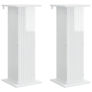 vidaXL Support de Plante 2 pc Blanc brillant 30 5 x 30 x 80 5 cm