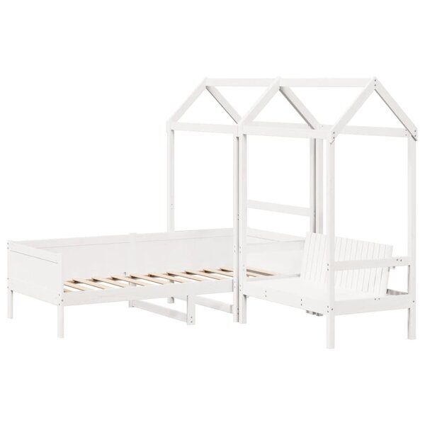 vidaXL Ensemble de lit de jour et de banc et toit 90x190 cm pin massif