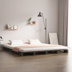 vidaXL Lit de palette Gris 120x190 cm Bois pin massif Petit Double