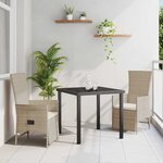 vidaXL Ensemble de salle à manger pour jardin 3 Pièces Beige polyrotin