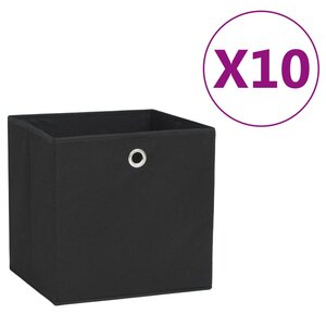 vidaXL Boîtes de rangement 10 Pièces Tissu intissé 28x28x28 cm Noir