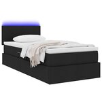 vidaXL Lit avec rangement et LED avec matelas Noir 100 x 200 cm tissu