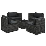 vidaXL Salon de jardin 5 Pièces avec coussins Résine tressée Gris