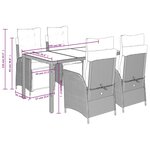 vidaXL Ensemble à manger de jardin coussins 5Pièces Noir Résine tressée