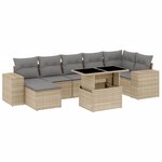 vidaXL Salon de jardin avec coussins 8 Pièces beige résine tressée