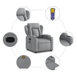 vidaXL Fauteuil de massage inclinable Gris clair Tissu