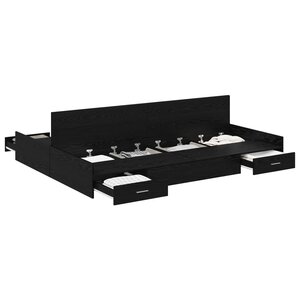 vidaXL Cadre de lit avec rangement avec tiroir Chêne noir 140 x 190 cm