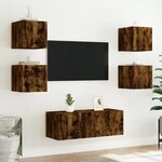 vidaXL Unités murales TV avec LED 6 Pièces chêne fumé bois d'ingénierie