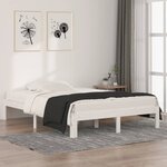 vidaXL Cadre de lit Blanc Bois massif 135x190 cm Double