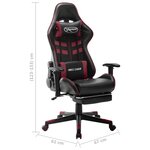vidaXL Chaise de jeu avec repose-pied Noir et bordeaux Cuir artificiel
