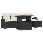 vidaXL Ensemble de canapé de jardin avec coussin 6 Pièces Noir Poly rotin