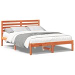 vidaXL Cadre de lit Marron cire 135 x 190 cm Bois massif en pin