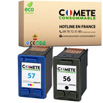 56 57 - 2 Cartouches d'encre Compatibles pour HP 56 57 XL - COMETE