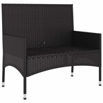vidaXL Banc de Jardin à 2 Places avec Coussins Noir Résine Tressée