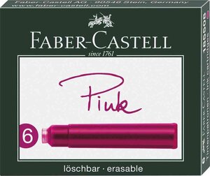 Boite de 6 cartouches d'encre standard rose FABER-CASTELL