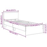 vidaXL Cadre de lit Chêne noir 75 x 190 cm Bois d'ingénierie