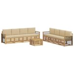 vidaXL Ensemble de canapés d'extérieur 9 pc Blanc et Beige Polyester
