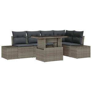 vidaXL Ensemble de canapé de jardin 6 Pièces Gris Poly rotin