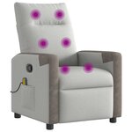 vidaXL Fauteuil de massage inclinable gris nuage tissu