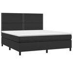 vidaXL Sommier à lattes de lit avec matelas Noir 180x200 cm Similicuir