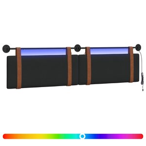 vidaXL Tête de lit suspendue Avec lumière LED Noir PU antique