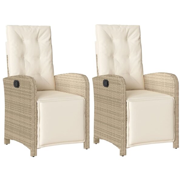 vidaXL Chaises inclinables de jardin lot de 2 avec repose-pied rotin