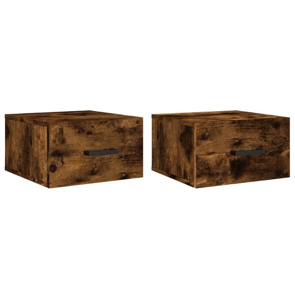 vidaXL Tables de chevet murales 2 Pièces chêne fumé 35x35x20 cm